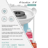 Studio 54 Retro Cotton Candy Machine with 5 Jars (11oz Each) Floss Sugar, 50 Paper Cones, Easy Cleanup Cotton Candy Maker, Durable Retro Design, Makes 20–30 Servings per Jar, BPA & Lead Free