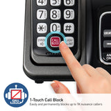 Answering Machine, Advanced Call Block, Bilingual Caller ID and Easy to Read High-Contrast Display, Expandable System with 2 Handsets (Metallic Black) Panasonic