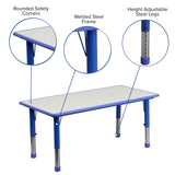 Flash Furniture Kids 47.25x23.6 in Activity Table, Blue/Gray, 6-Pack