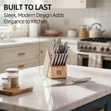 KnifeSaga Knife Set, Premium Knife Block Set for Kitchen 14 Pcs UltraSharp Japanese High Carbon Stainless Steel with Built-in Sharpener