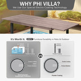 PHI VILLA Patio Expandable Metal Dining Table for 6-8, Brown