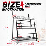 Gelacie 39" x 23" x 37" Floor Dispenser Rack – Adjustable Rolling Storage for Rolls Mat Rack Heavy-duty Paper Roll Organizer Stand Black Powder-Coated Steel
