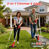21V Cordless Weed Wacker with 2x2.5Ah Battery Powered, Electric Weed Eater with 12 Inch Grass Cutter & Auto Line Feed System, 2-in-1 String Trimmer & Lawn Edger for Garden Edge Lawn Tool
