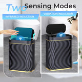 steo spce Automatic Motion Sensor Bathroom Small Trash Can with Lid, 2.6 Gallon Black Touchless Slim Garbage Can, Smart Waterproof Trash Bin for Bedroom, Restroom, Living Room, Office