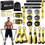 HOXWC Pilates Equipment, Portable Pilates Bar Kit with Resistance Bands, Professional Adjustable Heavy Duty Squat Workout Equipment for Men, Home Gym Muscle Strength Training, Full Body Exercise