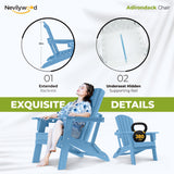 nevilywood Folding Adirondack Chairs Set of 4, HDPE Cup Holders, LightBlue