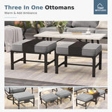 MFSTUDIO 6 Piece Metal Patio Furniture Set with Gray Cushion