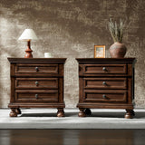 LUXOAK Fully Assembled Solid Wood Nightstand Set of 2 with Storage Drawers