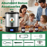 Huanyu Electric Water Bath Canner Automatic 28.5QT Canning Pot 2000w Adjustable Temp&Timer Digital Control with Drain Tap Includes Jar Lifter, Funnel for Preserving Canned Food, Jam, Sauce, Soup