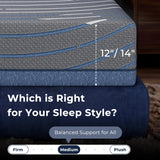 BODIPEDIC Queen Mattress 14-Inch Gel Memory Foam Mattress - Foam Made in USA for Luxurious Cool Sleep & Pressure Relief, CertiPUR-US Certified, Medium Support, 60"×80", Grey