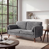 64" Loveseat Sofa, Modern 2-seater Chenille Couch for Living Room, Gray