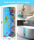 Secopad Bath Mat for Tub Non Slip, Machine Washable Anti-Slip Cartoon Baby Bathtub Shower Mat with Drain Holes and Suction Cups for Toddler & Kids (40 Inch x 16 Inch-Rectangular, Turtles)