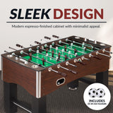 Hathaway Primo 56-In Foosball Table for Family Game Room - With Counterbalanced Players, E-Z Spin Bearings, Analog Scoring Units, Easy-Grip Handles & Adjustable Leg Levelers - Wood Grain Finish