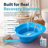 Pochik Electric Sitz Bath for Toilet Seat, Collapsible Portable Soaking Tub for Hemorrhoids and Postpartum Care, Automatic Flushing Sitz Bath Basin with Adjustable Flow - Indigo