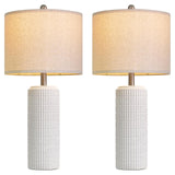 PoKat 27.5'' Tall Table Lamps for Living Room Set of 2, Stone-Like Ceramic Bedroom Lamps for Night Stands, Farmhouse Bedside Lamps for Bedroom Living Room, Nightstand Lamps for End Table, Hallway