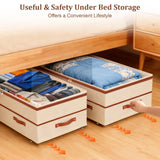 Dolicer 2 Pack Under Bed Storage with Wheels, 6in-10in Height Adjustable Underbed Storage Containers, 92L XXXL Under Bed Drawers Rolling Bin with Clear Lids for Dorm Shoes Clothes Organizers(Beige)