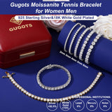 Gugots Moissanite Tennis Bracelet for Women Men S925 Sterling Silver D Color VVS1 Round Cut Moissanite Bracelet 5MM 8inch White Gold Plated