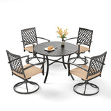 PHI VILLA 5 Pcs Outdoor Dining Set for 4&Round Metal Table