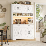 HOSTACK 75" Tall Kitchen Pantry Storage Cabinet, 45" W Hutch Cabinet, White