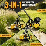 Cordless String Trimmer for Dewalt 20v Battery Powered(No Battery),3-in-1 Cordless Grass Trimmer Electric Weed Wacker Lawn Edger, Weed Eater Cordless Weed Trimmer with Wheel & 8 Spool (Yellow)