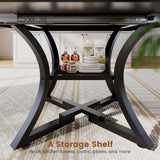 Itaar Round Extendable Dining Table Set for 4-6 People, 5-Piece Kitchen Table Set with 4 Cushion Chairs
