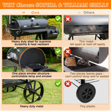 Sophia & William Heavy-Duty Charcoal Outdoor Smoker Grills, Extra Large Offset Smoker (941 SQ.IN. Cooking Area), Charcoal Grill & Smoker Combo for BBQ Patio Cooking