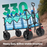 Sekey 220L Wagons Carts Foldable with Big All-Terrian Beach Wheels, Collapsible Heavy DutyWagon with Cup Holders