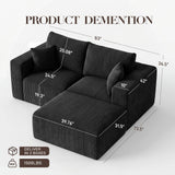 Modular Sectional Sofa with Ottoman, 79" L-Shaped Cloud Couch, Black