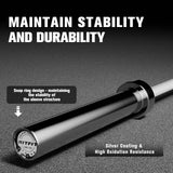 RitFit Elite 6.6ft Olympic Barbell, Robust 33lb Barbell for Weightlifting and Powerlifting, Superior Olympic Bar with Exceptional 900lbs Load Capacity, Weight Bar for 2” Standard Plates Sliver/White