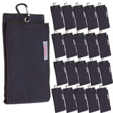 Golf Towel (16" X 21") Microfiber Waffle Pattern with Carabiner Clip, Golf Towels (20 Pack Black)