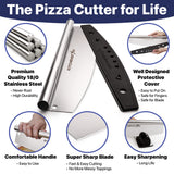 KitchenStar 18-Inch Pizza Cutter Rocker Blade - Sharp Stainless Steel Slicer Knife, Protective Cover, Dishwasher Safe, Extra Large - Commercial Pizza Oven Accessories