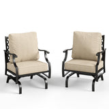 MIXPATIO, 2 Pack, Metal, Patio Rocking Chairs, 5.75" Cushions, Beige