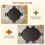 Itaar Round Extendable Dining Table Set for 4-6 People, 5-Piece Kitchen Table Set with 4 Cushion Chairs