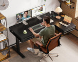 OffiGo 55 Inch L Shaped Standing Desk with 4 Wooden Drawers, Black
