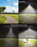 Ofuray Of-10000W Solar Flood Lights Outdoor,18Ah High-Power Solar Street Light with Motion Sensor,4 Lighting Modes, 3000K/4000K/6500K, Dusk to Dawn, 9.8FT Cable, Adjustable Angle, Pole & Wall Mount