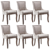 MOOLSUN Fabric Dining Chairs Set of 6, High Back Side Chairs, Modern Padded High-End Tufted Upholstered Chairs with Button-Tufted Back & Rear Pull Tabs, Solid Wood Legs C-Beige-(Wood Legs)