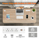 Standing Desk with Wheels, 63'' x 24'' Standing Desk Adjustable Height with Charging Station, 2 USB Ports,