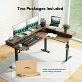 L Shaped Standing Desk with Drawers 63 x 48 Inch Adjustable Height, Electric Corner Desk with Storage