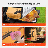 5in1 Heavy-Duty Rose Wooden BBQ Grilling Tools Set and BBQ Blanket for Resting Meat, Extra Thick SS Multi-Function Spatula, Fork, Brush & Tongs, Reusable Smoker Meat Insulated Bag, Ideal Gifts for Men