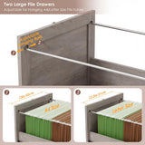 HIFIT 72'' Tall File Bookcase with Outlet & Printer Stand, 2 Filing Drawers