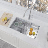 30 Inch Undermount Kitchen Sink 16 Gauge Stainless Steel Ledge Workstation Sink Round Corners Deep Single Bowl Kitchen Sinks with Accessories 30"x19"x10"