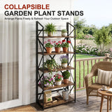 WOTMO 5 Tier Folding Bookshelf, No Assembly Foldable Storage Shelves, Brown