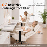 OKUP M30 Reclining Office Chair with Footrest, 170° Near-Flat, Cream
