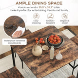 Giantex 5-Piece Dining Table Set W/Counter Height Table & 4 Bar Stools, Industrial Kitchen Dining Set W/Footrest & Backrest