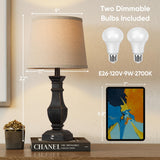 ROTTOGOON Dimmable Table Lamps Set of 2, Rustic Farmhouse Table Lamps for Living Room Bedroom, Bedside Desk Lamps for end Tables, Touch Lamps for nightstand, 9W Bulbs Included, 22", Black