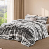Wajade Fluffy King Comforter Set Grey White Soft & Fuzzy Faux Fur Comforter Luxury Lightweight Plush Bedding Set for Bedroom All Season