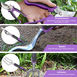 Gardening Tool Set - 11 Piece Aluminum Alloy Steel Hand Tool Starter Kit with Garden Bag, Outdoor Tool