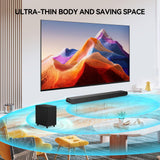 Miroir 3.1CH Dolby Atmos Soundbar for Smart TV, 390w Virtual Atomos Surround Sound & Wired Subwoofer, 4K HDR Passthrough, HDMI/eARC Home Theater System