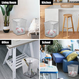 SHSYCER 10-Pack Silver Square Metal Trash Cans, 6 Gallon Capacity, Mesh Design, Non-Slip Base, Smooth Edges, Suitable for Office, Home, School