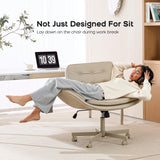 amseatec Criss Cross Chair with Armrests & Wheels, PU Leather Vanity Chair